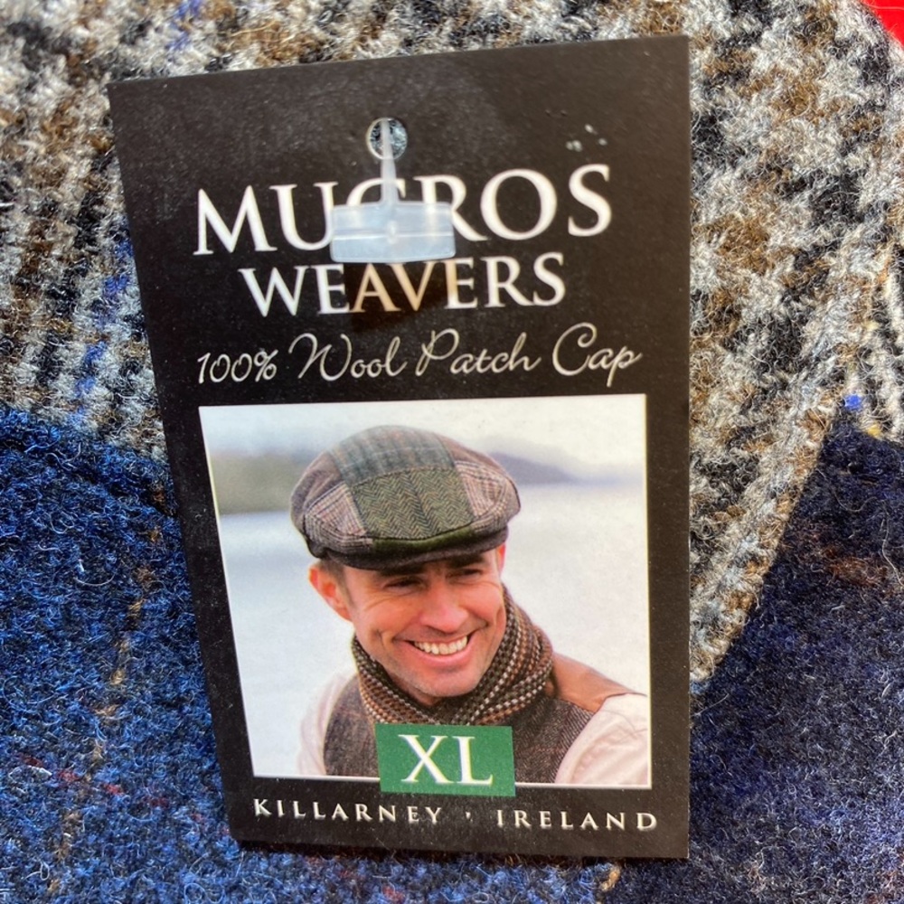 KILLARNEY tweed wool cap, dark blue and grey, size XL, warm for winter